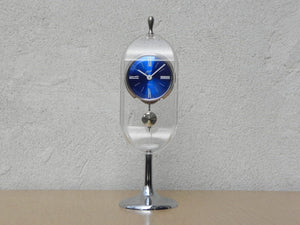 I Like Mikes Mid Century Modern Clock Johmid Rare Lucite Tulip Base Pendulette 8-Day Desk Clock