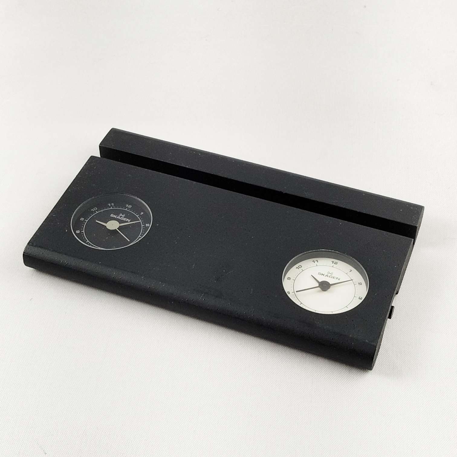 I Like Mikes Mid Century Modern Clock Skagen Desk Clock with Business Card Holder