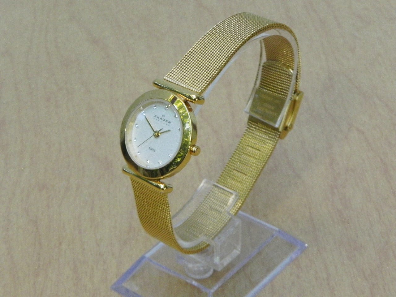 Skagen Women s Classic Goldtone White Dial Swarovski Crystal Watch I Like Mikes Mid Century Modern
