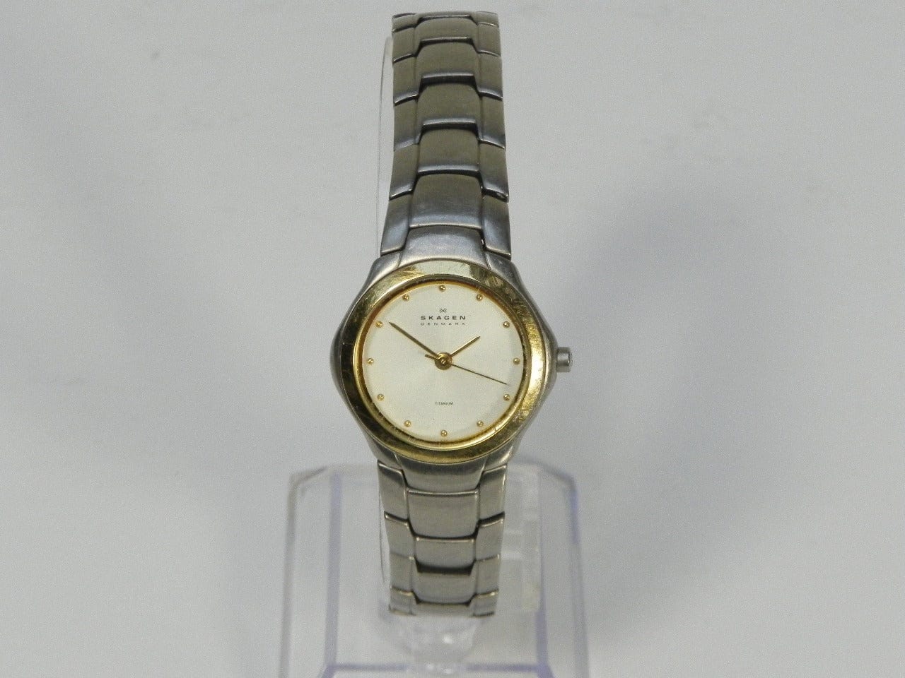 I Like Mikes Mid Century Modern Clock Skagen Women's Titanium Mixed Metals Watch with Bracelet Band