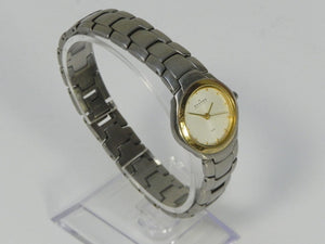 I Like Mikes Mid Century Modern Clock Skagen Women's Titanium Mixed Metals Watch with Bracelet Band