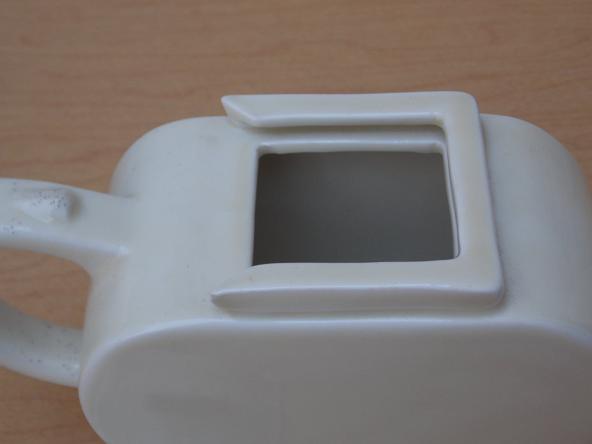 I Like Mikes Mid Century Modern Coffee Servers & Tea Pots Small White Interlocking Top Teapot by Fraunfelter