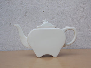 I Like Mikes Mid Century Modern Coffee Servers & Tea Pots Small White Interlocking Top Teapot by Fraunfelter