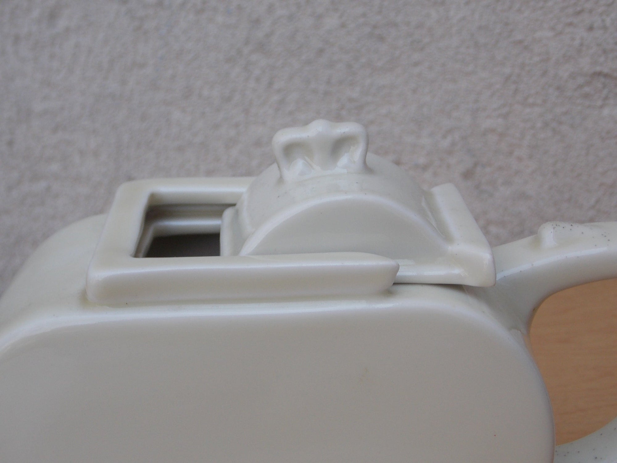 I Like Mikes Mid Century Modern Coffee Servers & Tea Pots Small White Interlocking Top Teapot by Fraunfelter