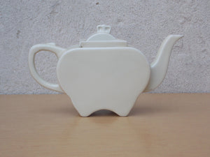 I Like Mikes Mid Century Modern Coffee Servers & Tea Pots Small White Interlocking Top Teapot by Fraunfelter