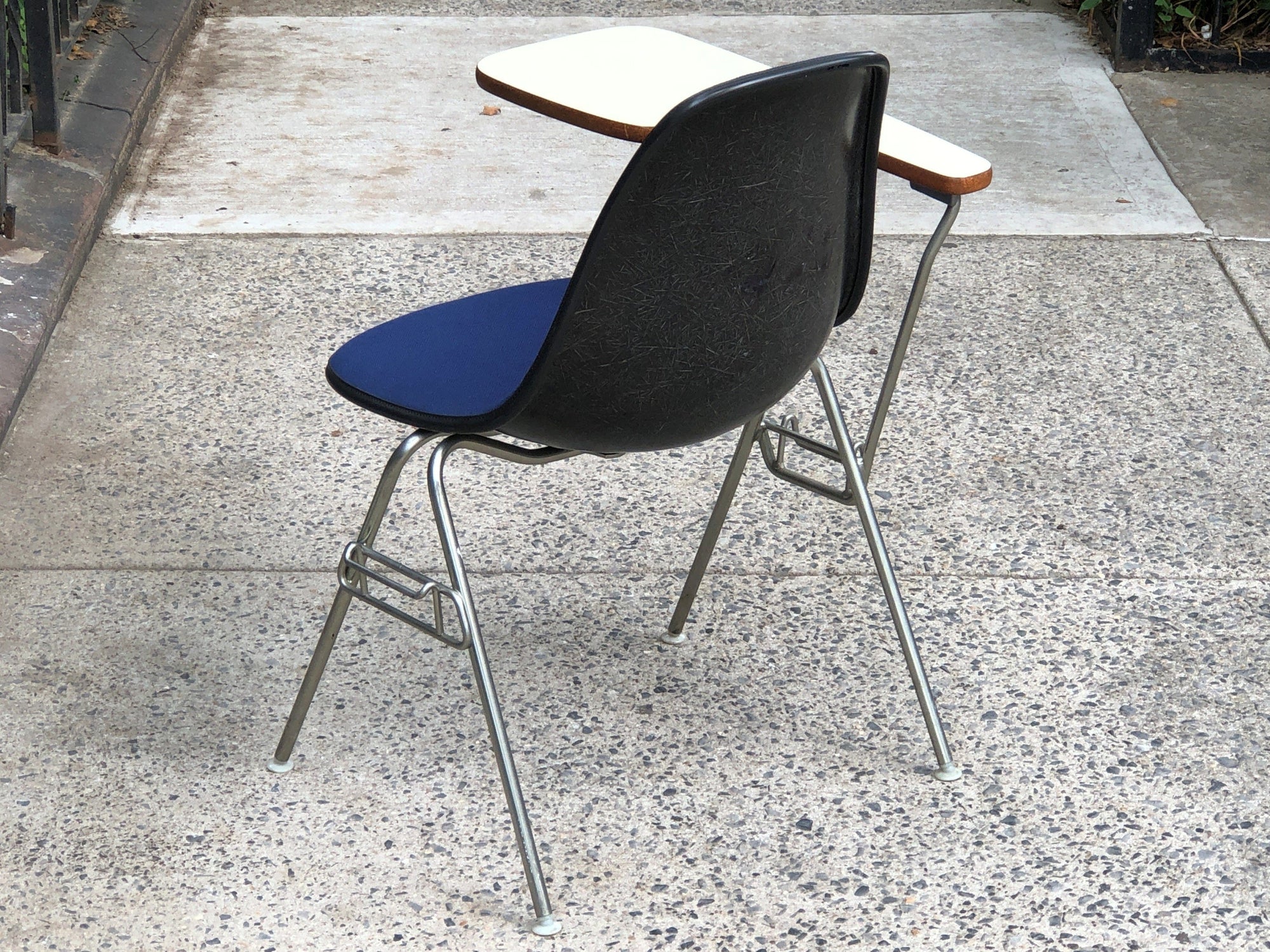 I Like Mikes Mid Century Modern desk chair Eames Miller DSS Shell Stacking Chair With Folding Desk