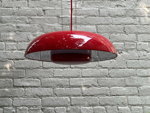 I Like Mikes Mid Century Modern Hanging Lamp Sleek Red UFO Flying Saucer Metal Pendant Lamp