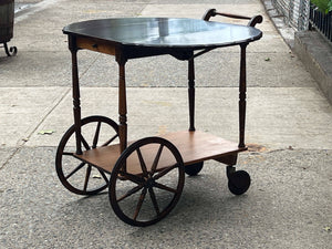 I Like Mikes Mid Century Modern Paalman Drop Handle Wooden Tea Cart, Drop Sides, Wagon Wheels, 100% Restored