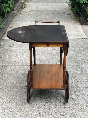 I Like Mikes Mid Century Modern Paalman Drop Handle Wooden Tea Cart, Drop Sides, Wagon Wheels, 100% Restored