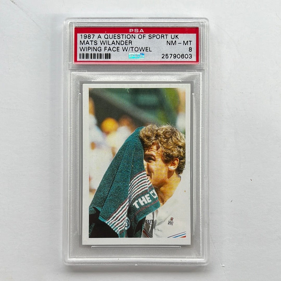 I Like Mikes Mid Century Modern PSA 1987 A QUESTION OF SPORT UK MATS WILANDER NM - MT WIPING FACE W/TOWEL