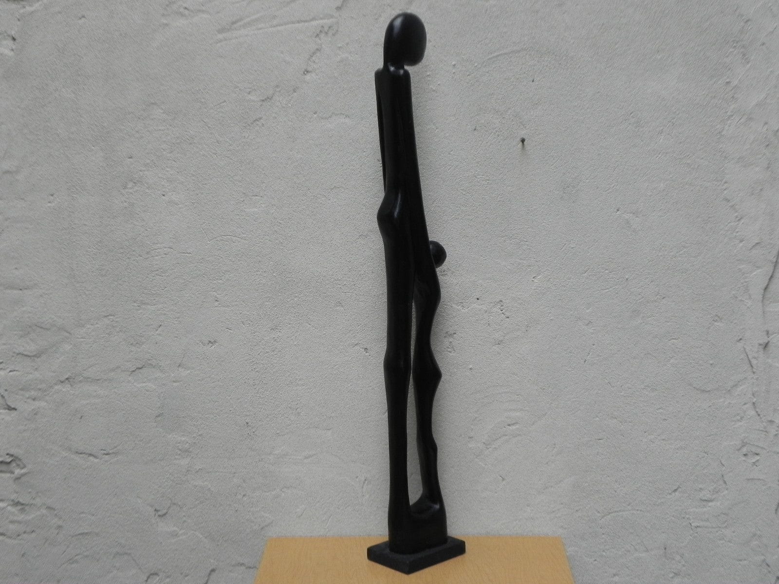 I Like Mikes Mid Century Modern Sculptures & Statues Tall Thin Black Wood Parent Child Floor Statue from Ghana