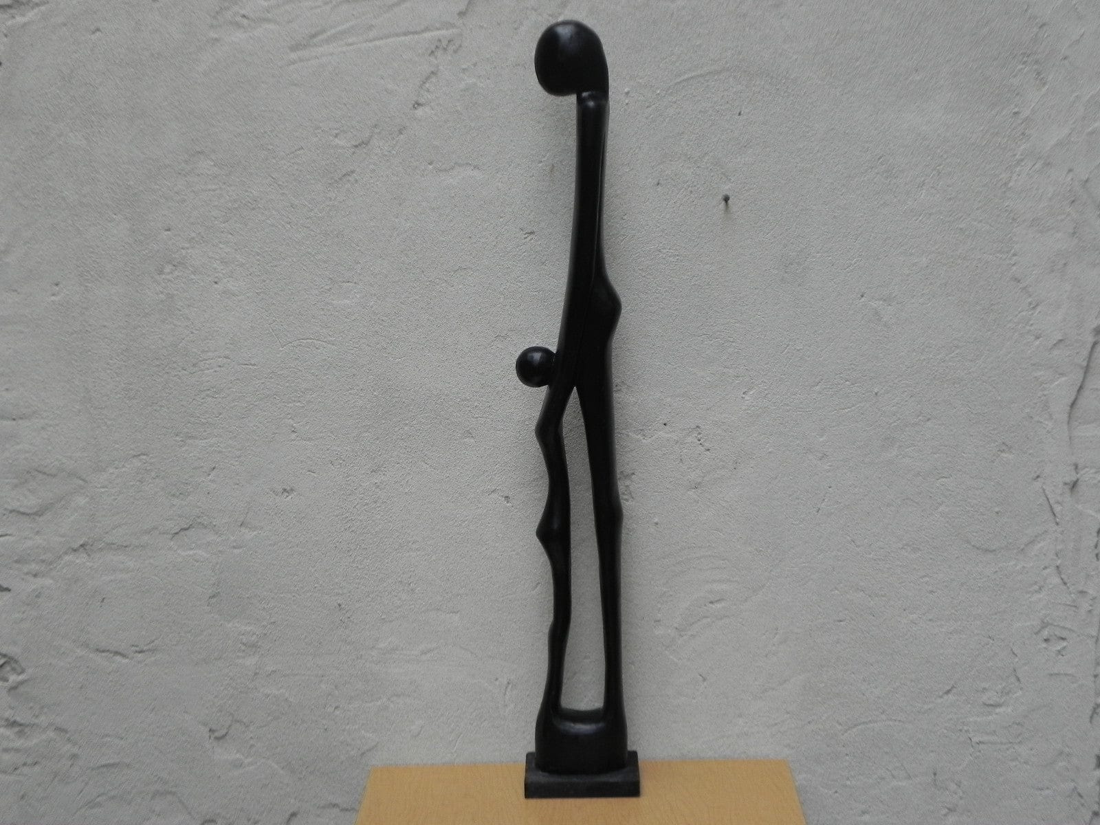 I Like Mikes Mid Century Modern Sculptures & Statues Tall Thin Black Wood Parent Child Floor Statue from Ghana
