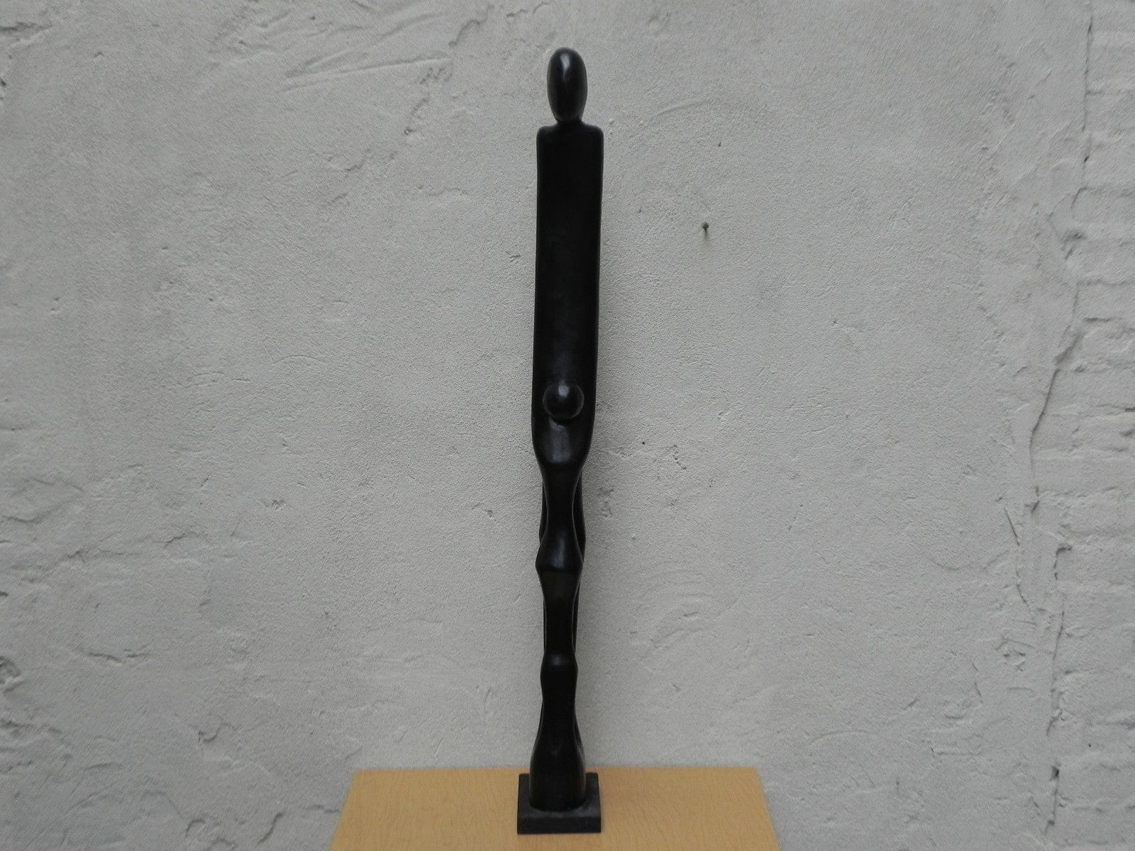 I Like Mikes Mid Century Modern Sculptures & Statues Tall Thin Black Wood Parent Child Floor Statue from Ghana