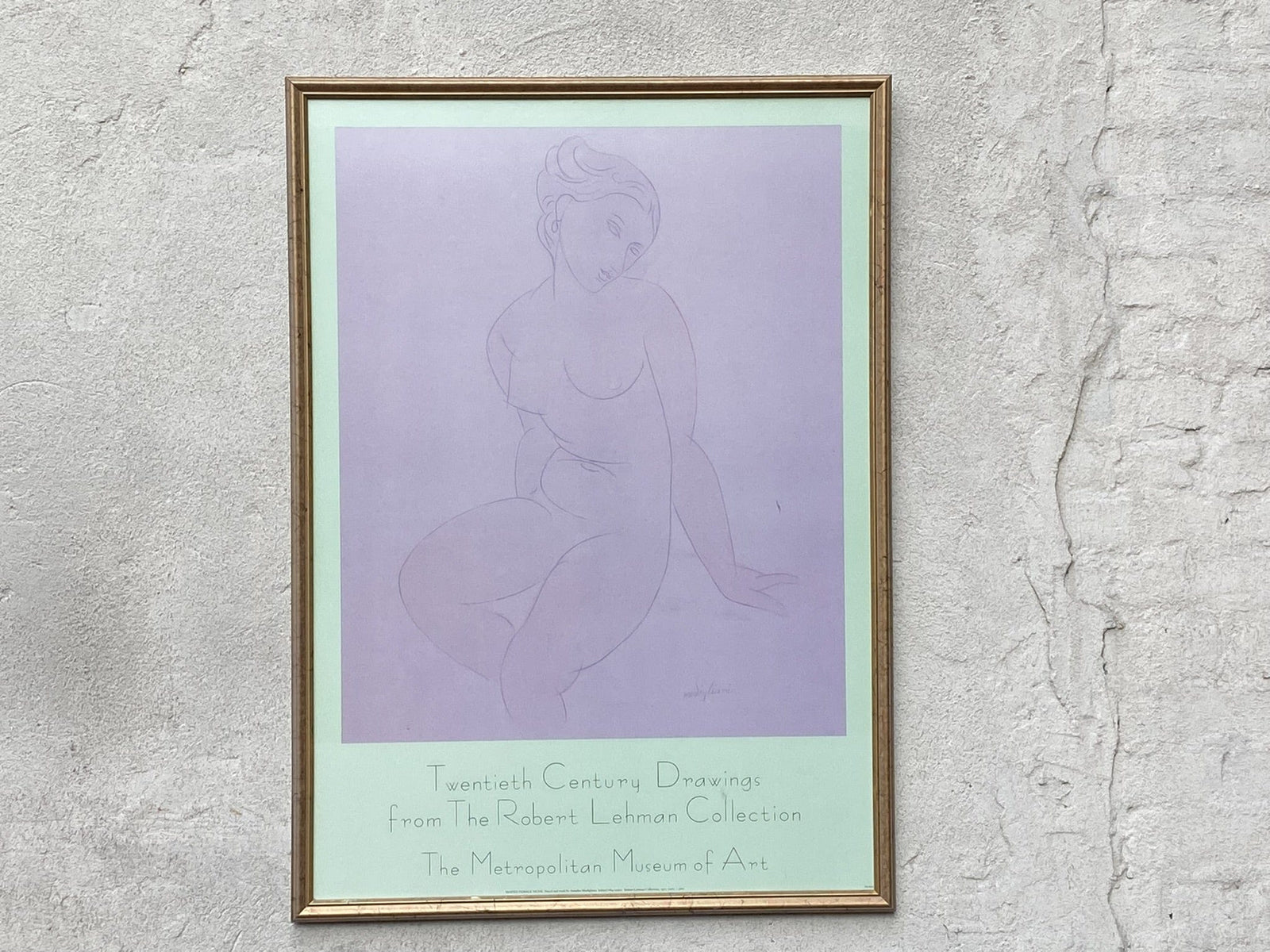 I Like Mikes Mid Century Modern Seated Female Nude by Modigliani, Exhibition Poster for Robert Lehman Collection, Metropolitan Museum of Art