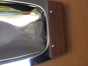 I Like Mikes Mid Century Modern Serving Trays Kromex Danish Modern Stainless Steel Serving Plate with Wood Handles
