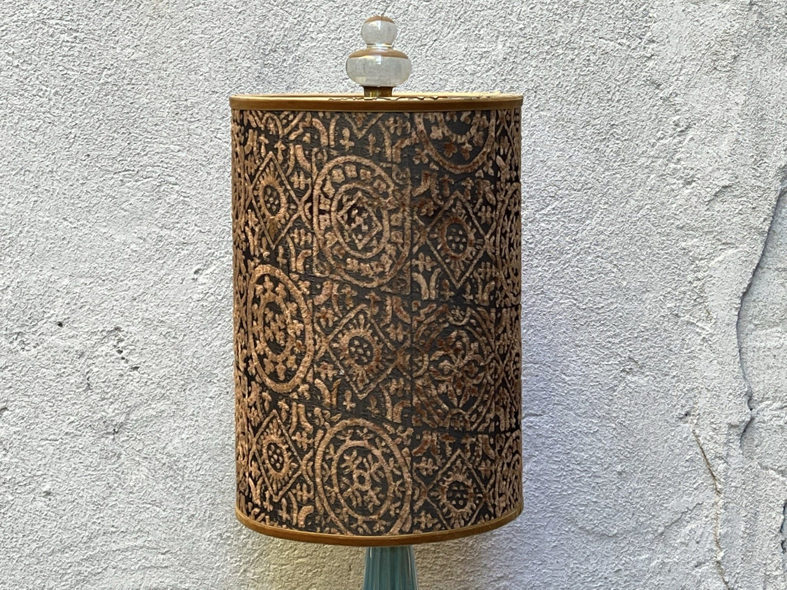 I Like Mikes Mid Century Modern Tall Blue Gold Vintage Murano Fluted Glass Table Lamp Gold Base