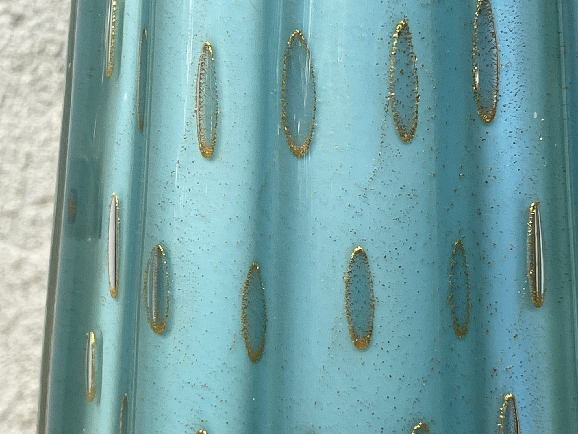 I Like Mikes Mid Century Modern Tall Blue Gold Vintage Murano Fluted Glass Table Lamp Gold Base