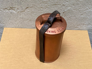I Like Mikes Mid Century Modern Vintage Copper Hand Red Flair Distress Signal Cannister with Leather Strap