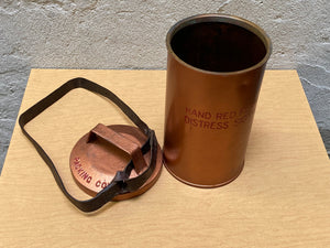 I Like Mikes Mid Century Modern Vintage Copper Hand Red Flair Distress Signal Cannister with Leather Strap