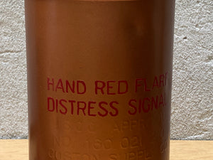 I Like Mikes Mid Century Modern Vintage Copper Hand Red Flair Distress Signal Cannister with Leather Strap