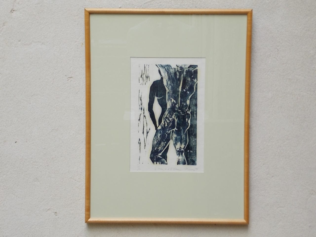 I Like Mikes Mid Century Modern Wall Decor & Art Framed Signed Original Print "A Man & A Woman", Artisan Printmaking