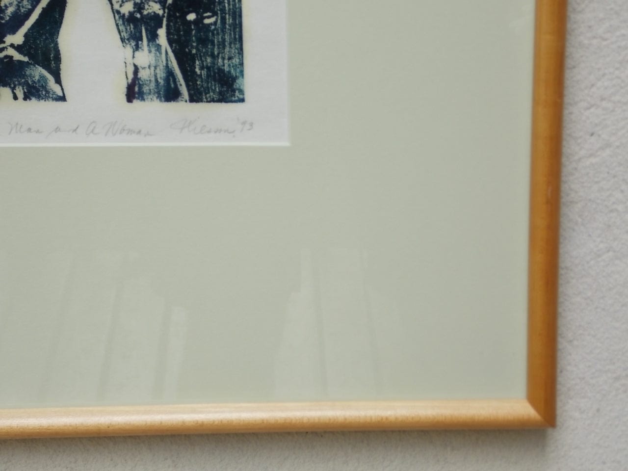 I Like Mikes Mid Century Modern Wall Decor & Art Framed Signed Original Print "A Man & A Woman", Artisan Printmaking