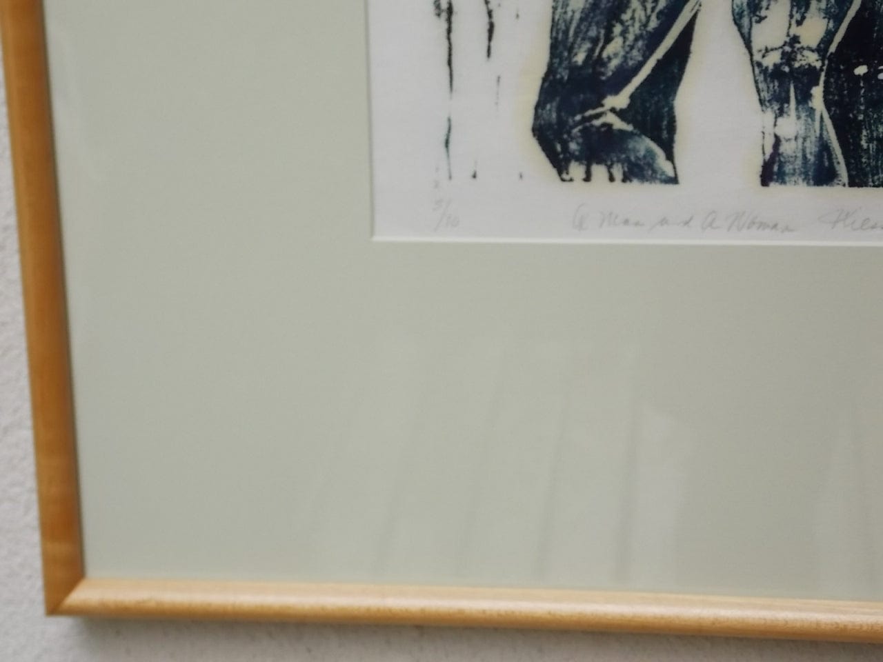 I Like Mikes Mid Century Modern Wall Decor & Art Framed Signed Original Print "A Man & A Woman", Artisan Printmaking