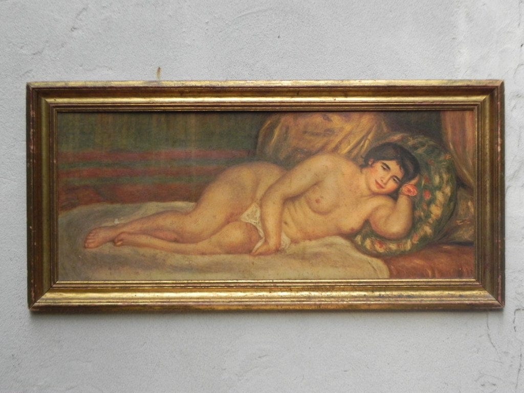 I Like Mikes Mid Century Modern Wall Decor & Art Large Renoir Reclining Nude (Gabrielle), Femme nue couchée, Antique Reproduction