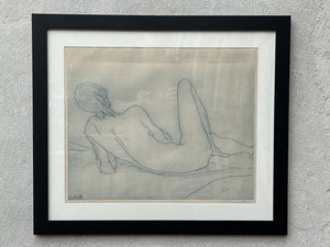 I Like Mikes Mid Century Modern Wall Decor & Art "Pat" Nude Sketch, Signed Print by Etienne Ret, Framed