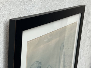 I Like Mikes Mid Century Modern Wall Decor & Art "Pat" Nude Sketch, Signed Print by Etienne Ret, Framed