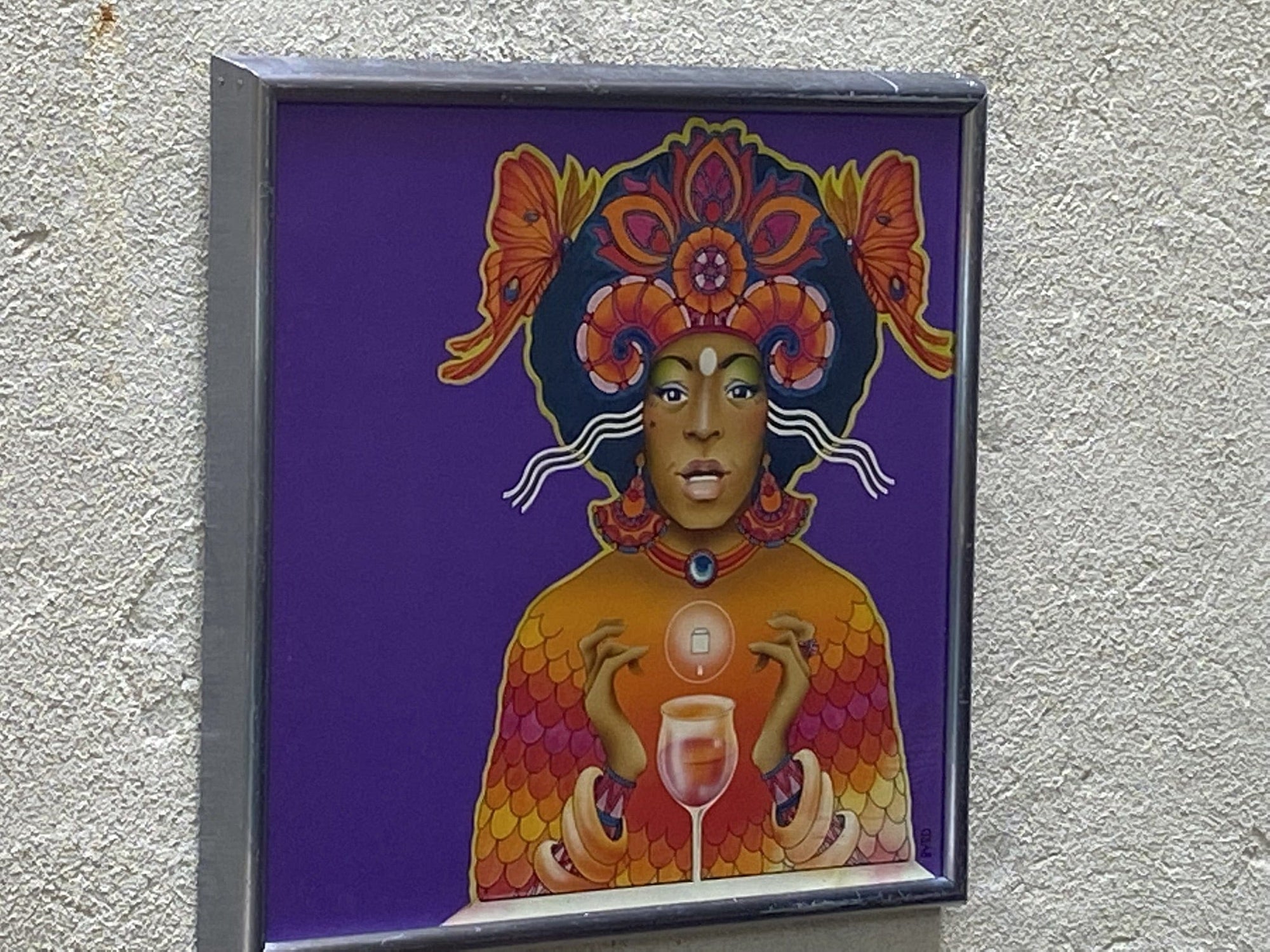 I Like Mikes Mid Century Modern Wall Decor & Art Pop Art Woman Purple and Red Poster Framed by David Edward Byrd