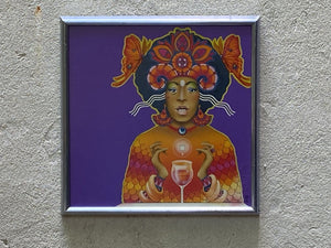 I Like Mikes Mid Century Modern Wall Decor & Art Pop Art Woman Purple and Red Poster Framed by David Edward Byrd