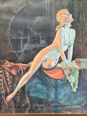 I Like Mikes Mid Century Modern Wall Decor & Art Vintage Framed Persian Night by T. Anaw Hesser