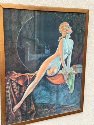 I Like Mikes Mid Century Modern Wall Decor & Art Vintage Framed Persian Night by T. Anaw Hesser