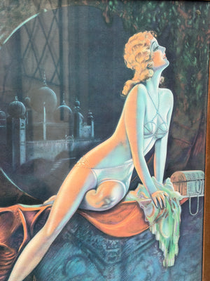 I Like Mikes Mid Century Modern Wall Decor & Art Vintage Framed Persian Night by T. Anaw Hesser