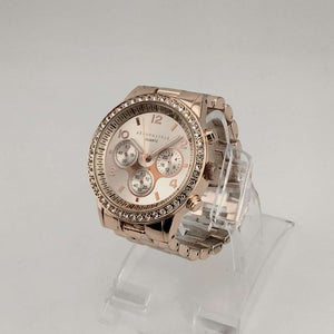 I Like Mikes Mid Century Modern Watches Aeropostale Women's Rose Gold Quartz Watch, Round Chronograph Dial, Bracelet Strap