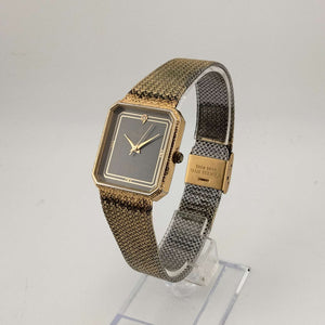 I Like Mikes Mid Century Modern Watches Armitron Men's Gold Tone Quartz Watch, Rectangle Dial, Jewel Detail, Adjustable Mesh Strap