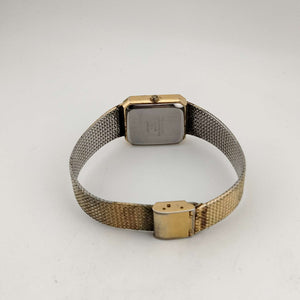 I Like Mikes Mid Century Modern Watches Armitron Men's Gold Tone Quartz Watch, Rectangle Dial, Jewel Detail, Adjustable Mesh Strap