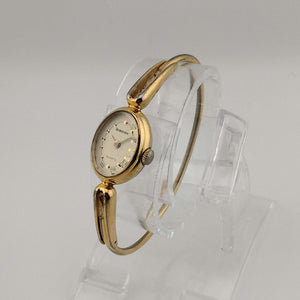 I Like Mikes Mid Century Modern Watches Armitron Petite Quartz Watch, Gold Tone, Oval Dial, Adjustable Bangle Strap