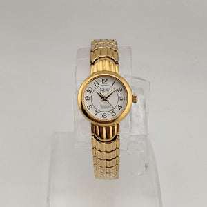 I Like Mikes Mid Century Modern Watches Armitron Women's Gold Tone Quartz Watch, Round White Dial, Bracelet Strap