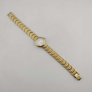 I Like Mikes Mid Century Modern Watches Armitron Women's Gold Tone Quartz Watch, Round White Dial, Bracelet Strap