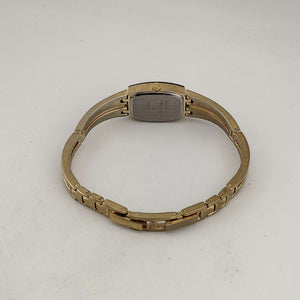 I Like Mikes Mid Century Modern Watches Armitron Women's Silver Gold Watch, Black Rectangular Dial with Rounded Sides, Jewel Detail, Bracelet Strap