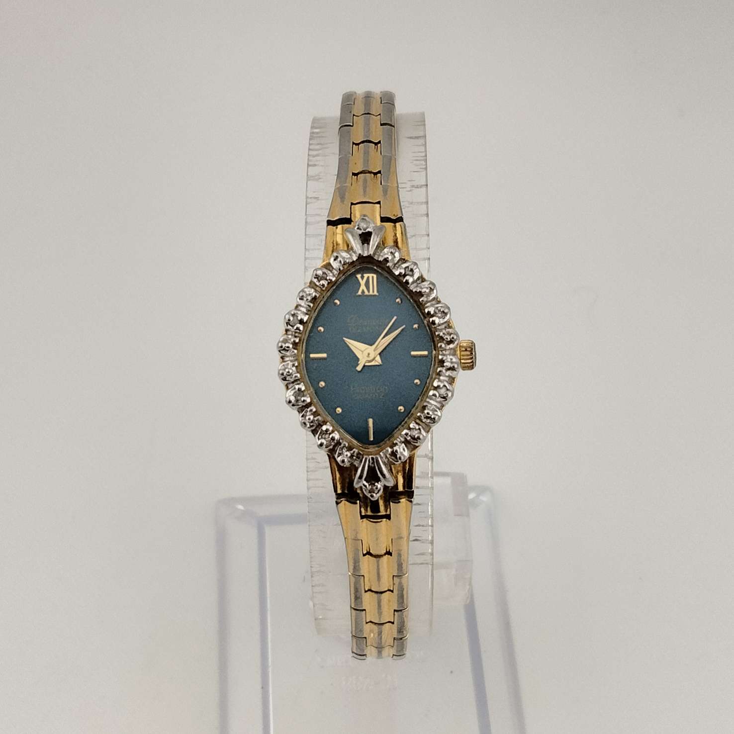 I Like Mikes Mid Century Modern Watches Armitron Women's Silver Gold Watch, Blue Oval Dial, Bracelet Strap