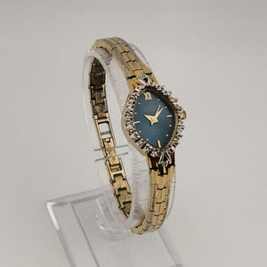 I Like Mikes Mid Century Modern Watches Armitron Women's Silver Gold Watch, Blue Oval Dial, Bracelet Strap