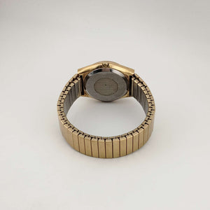 I Like Mikes Mid Century Modern Watches Benrus Men's Gold Tone Quartz Watch, Circular Dial, Date and Day Window, Stretch Strap