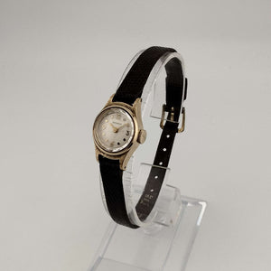 I Like Mikes Mid Century Modern Watches Benrus Unisex Gold Tone Watch, Circular Dial, Genuine Brown Lizard Strap