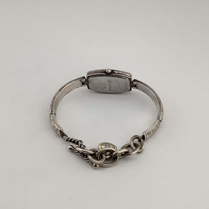 I Like Mikes Mid Century Modern Watches Brighton Women's Silver Tone Watch, White Oval Dial with Flat Sides, Link Strap