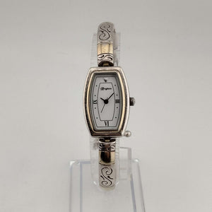 I Like Mikes Mid Century Modern Watches Brighton Women's Silver Tone Watch, White Oval Dial with Flat Sides, Link Strap