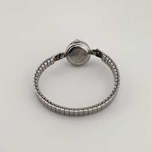 I Like Mikes Mid Century Modern Watches Bulova Automatic Petite Silver Tone Watch, Circular Dial, Stretch Strap