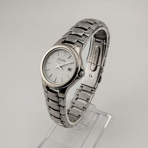 I Like Mikes Mid Century Modern Watches Bulova Men's Silver Tone Watch, Circular Dial, Date Window, Bracelet Strap